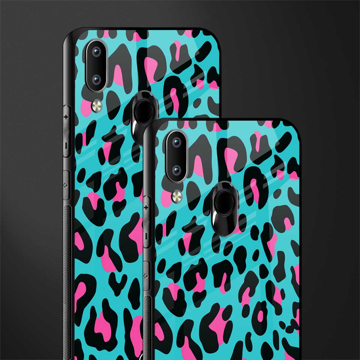 blue leopard fur glass case for vivo y91 image-2
