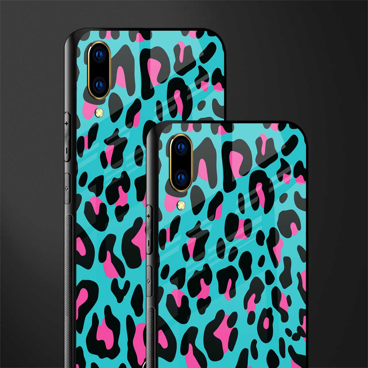 blue leopard fur glass case for vivo v11 pro image-2