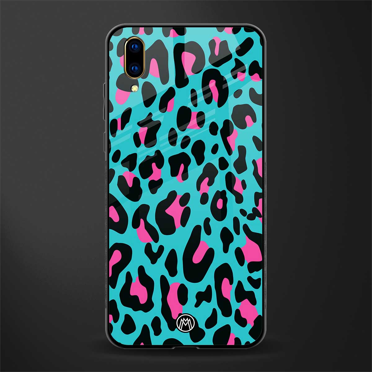 blue leopard fur glass case for vivo v11 pro image