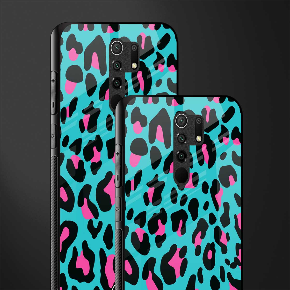 blue leopard fur glass case for poco m2 reloaded image-2