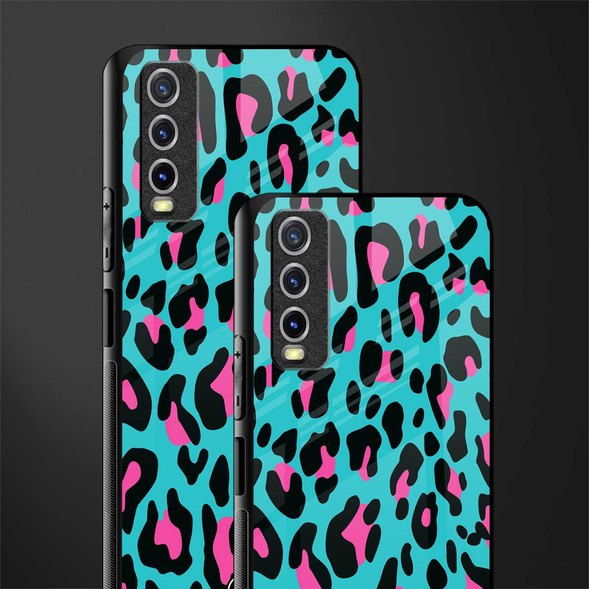 blue leopard fur glass case for vivo y20 image-2