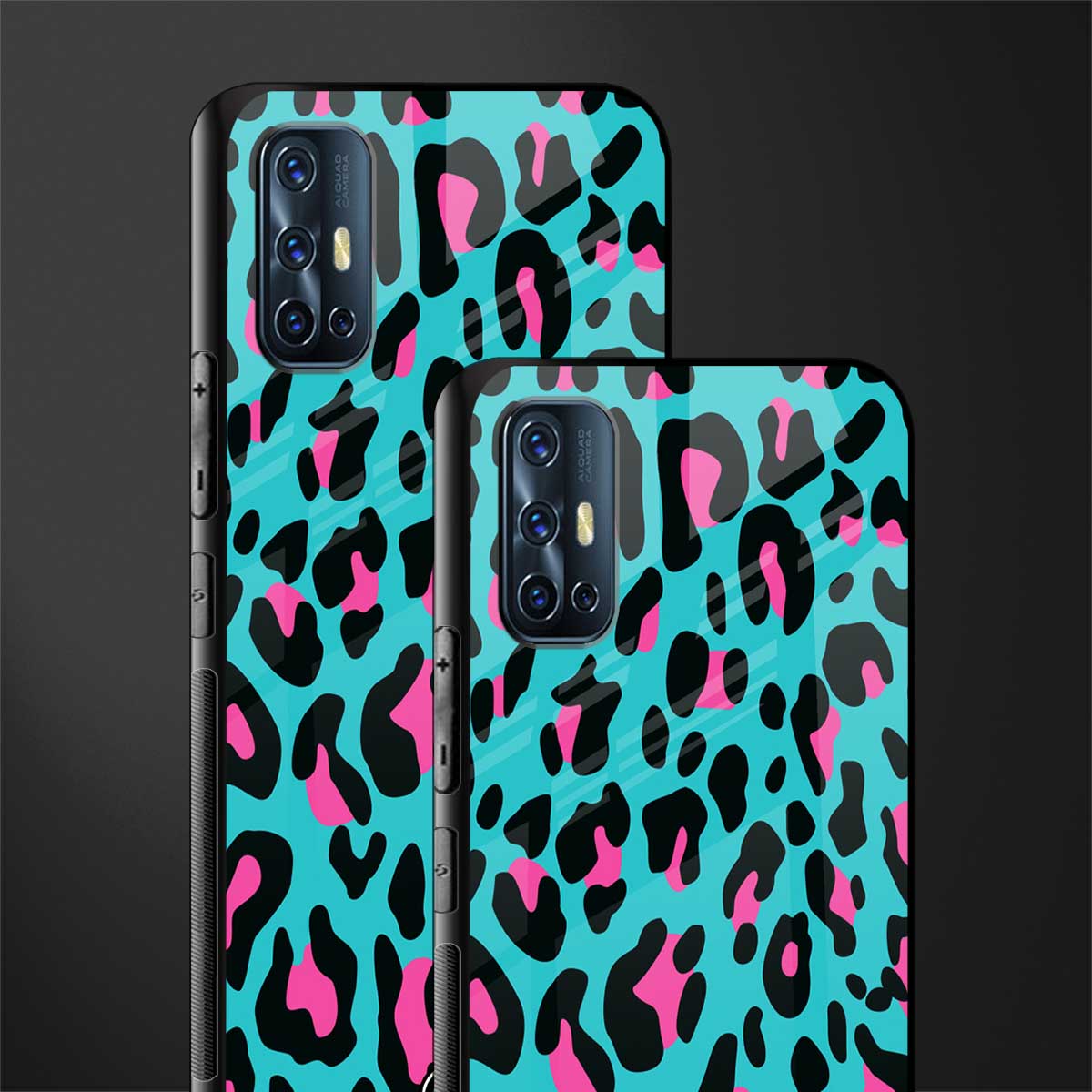 blue leopard fur glass case for vivo v17 image-2