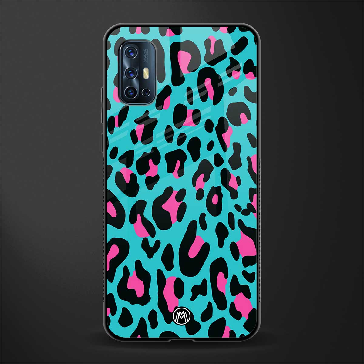 blue leopard fur glass case for vivo v17 image