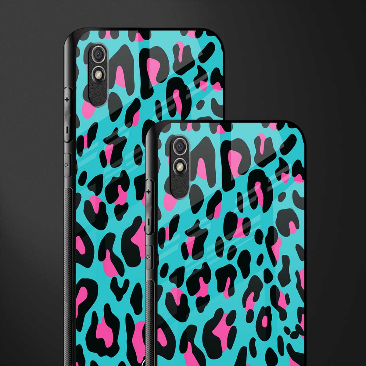 blue leopard fur glass case for redmi 9a image-2