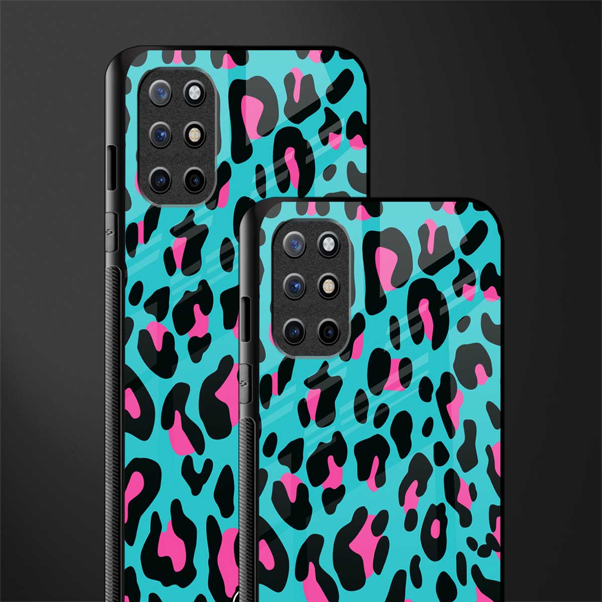 blue leopard fur glass case for oneplus 8t image-2