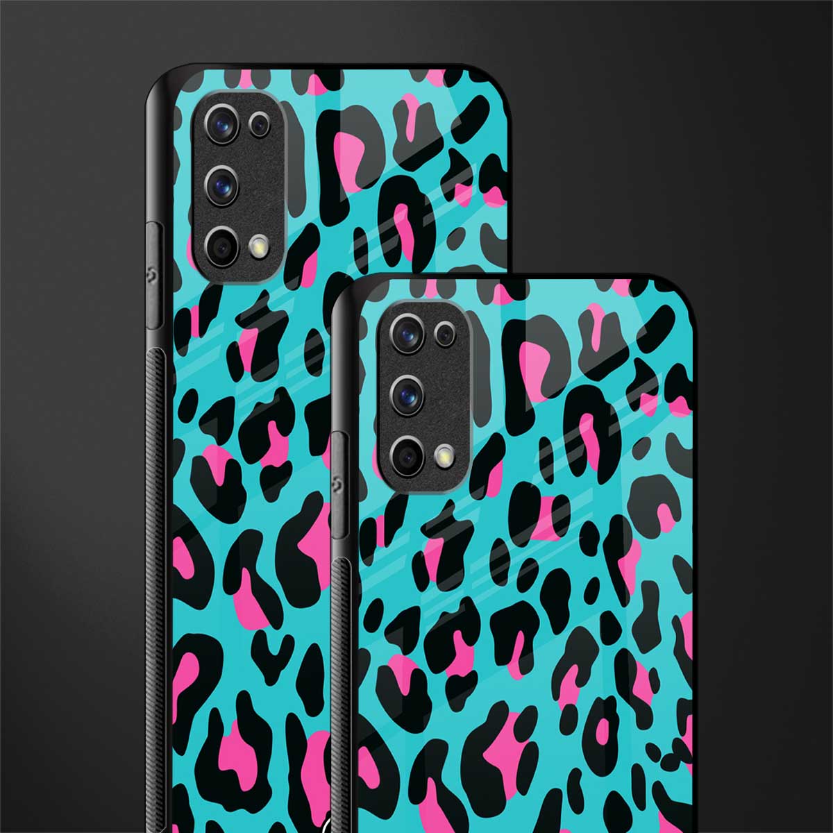 blue leopard fur glass case for realme 7 pro image-2