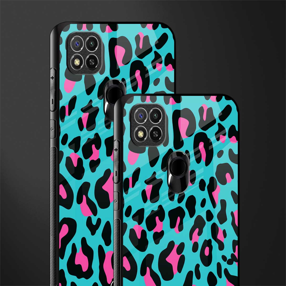 blue leopard fur glass case for redmi 9 image-2
