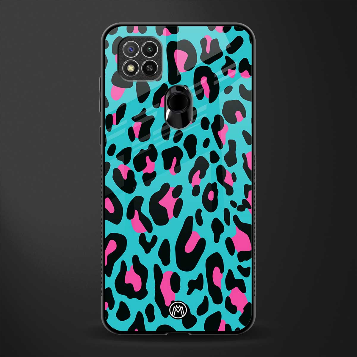 blue leopard fur glass case for redmi 9 image