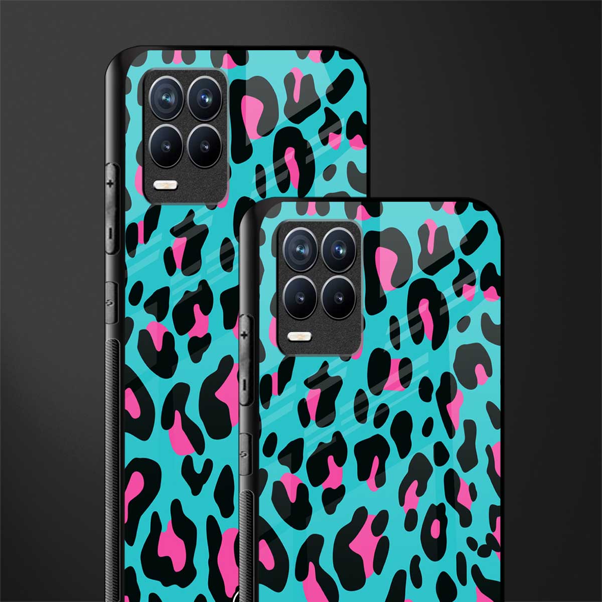 blue leopard fur glass case for realme 8 4g image-2