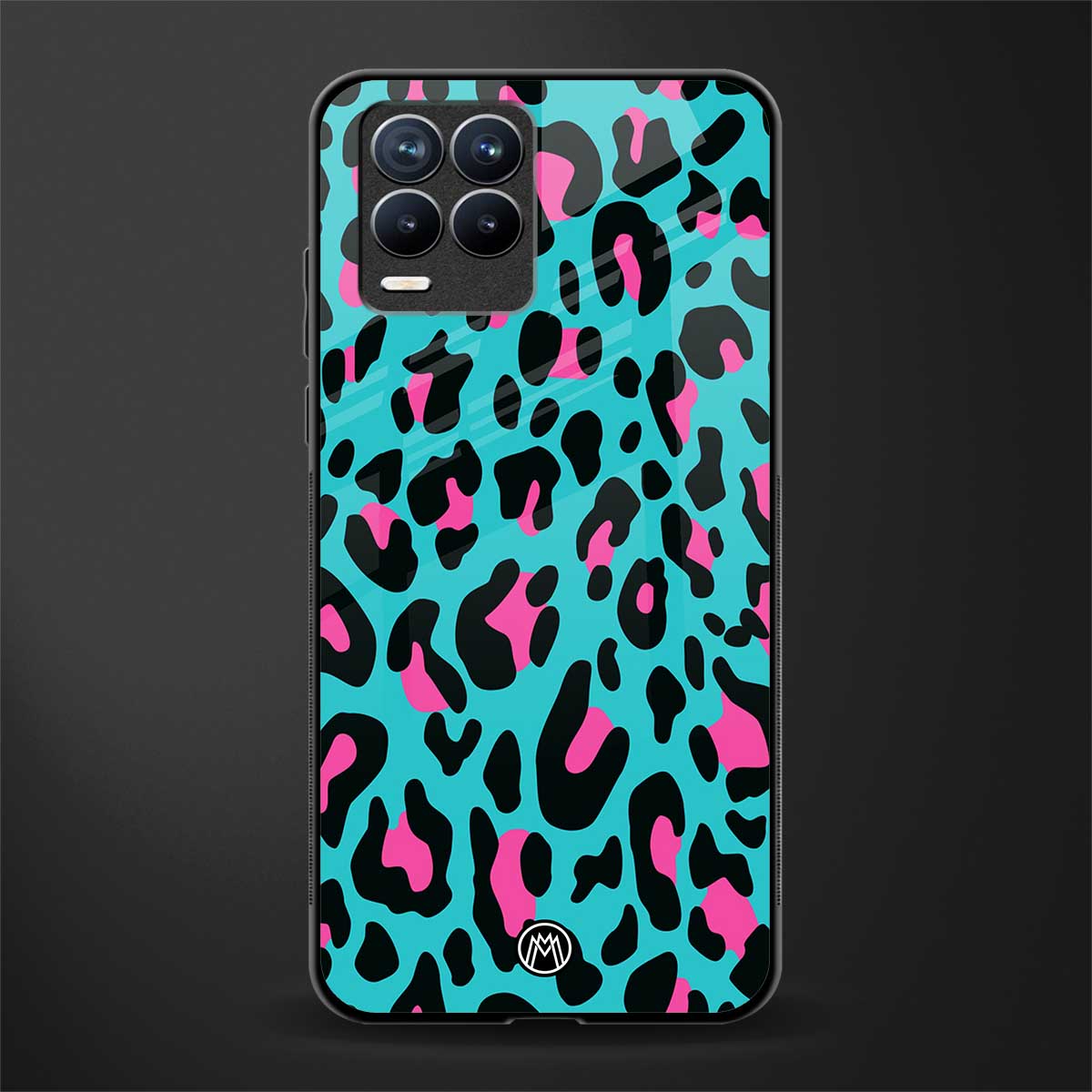 blue leopard fur glass case for realme 8 4g image
