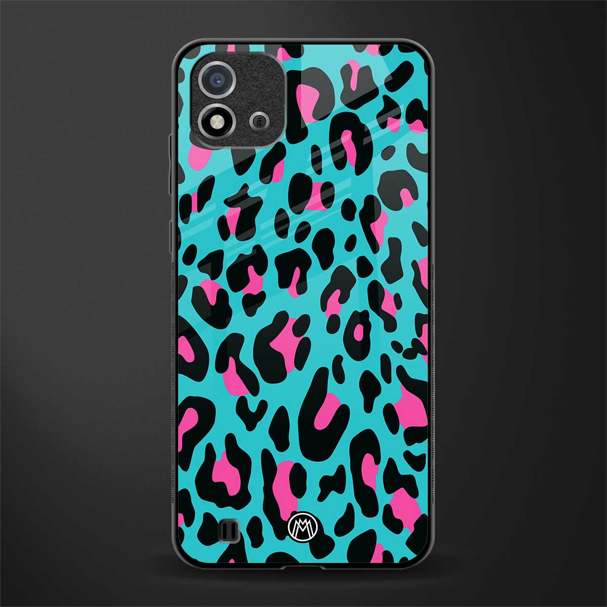 blue leopard fur glass case for realme c20 image