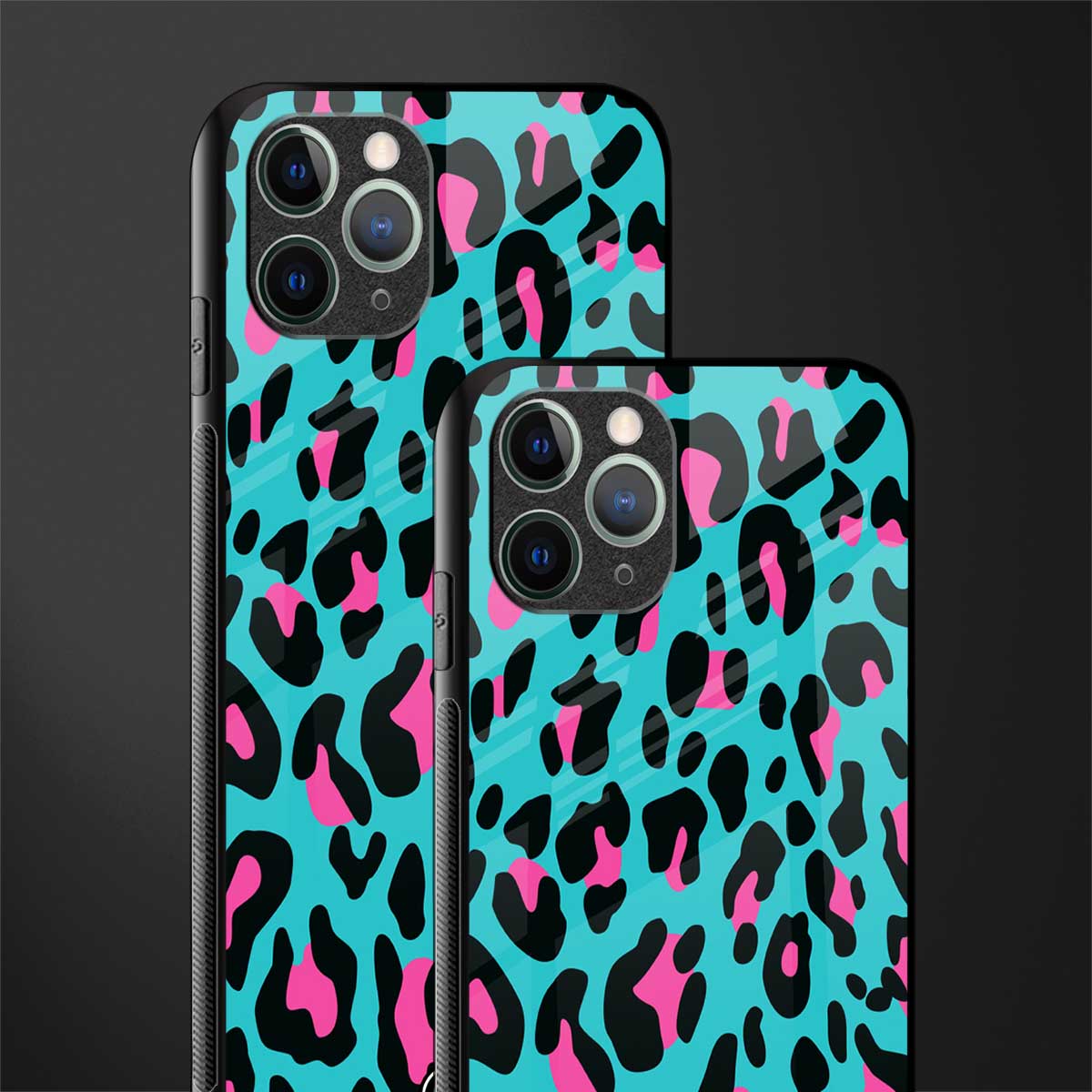 blue leopard fur glass case for iphone 11 pro image-2