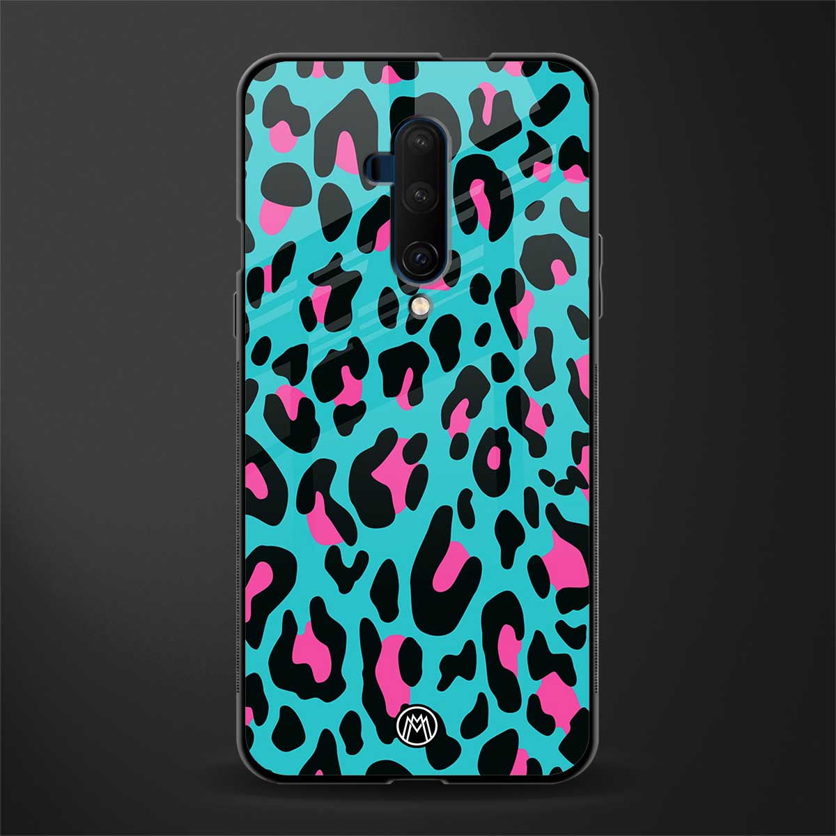 blue leopard fur glass case for oneplus 7t pro image