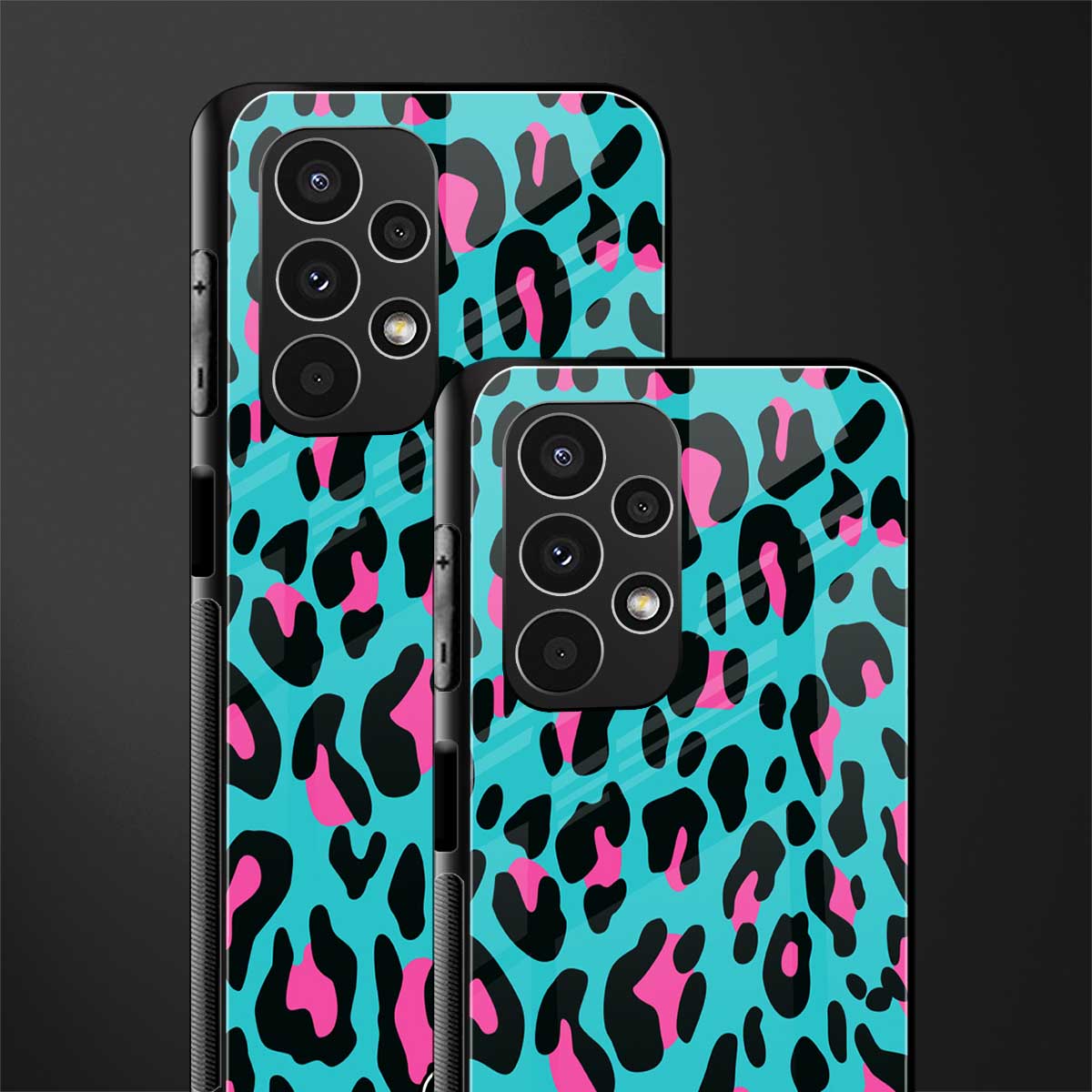 blue leopard fur back phone cover | glass case for samsung galaxy a13 4g