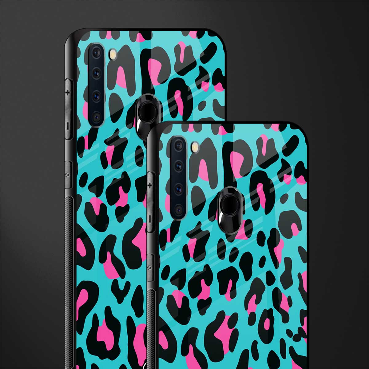 blue leopard fur glass case for samsung a21 image-2
