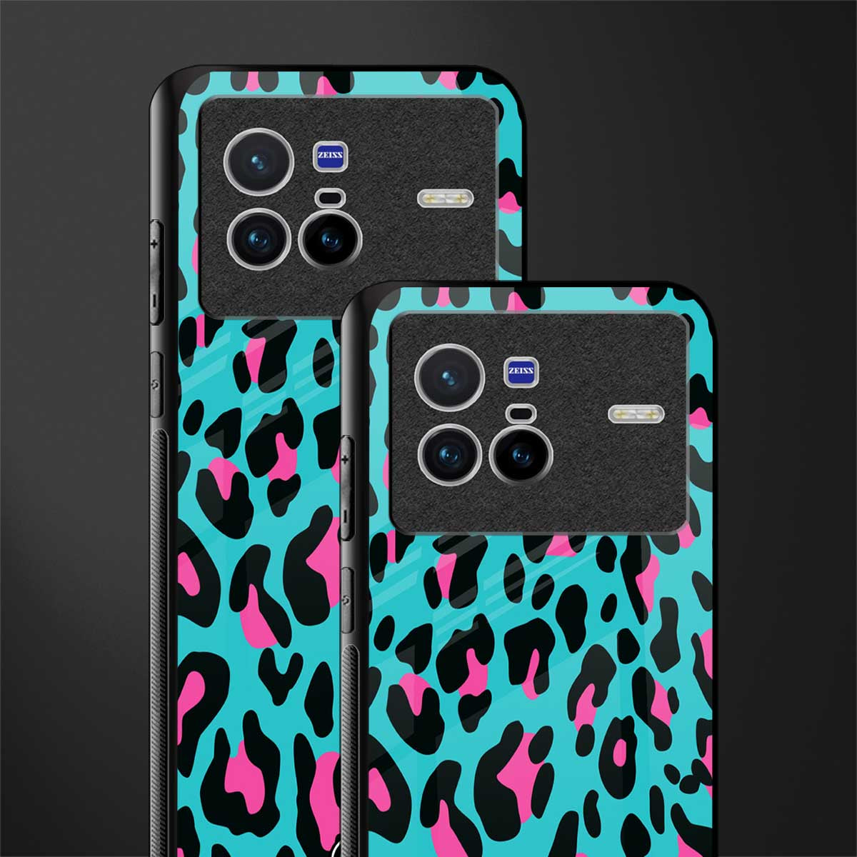 blue leopard fur glass case for vivo x80 image-2