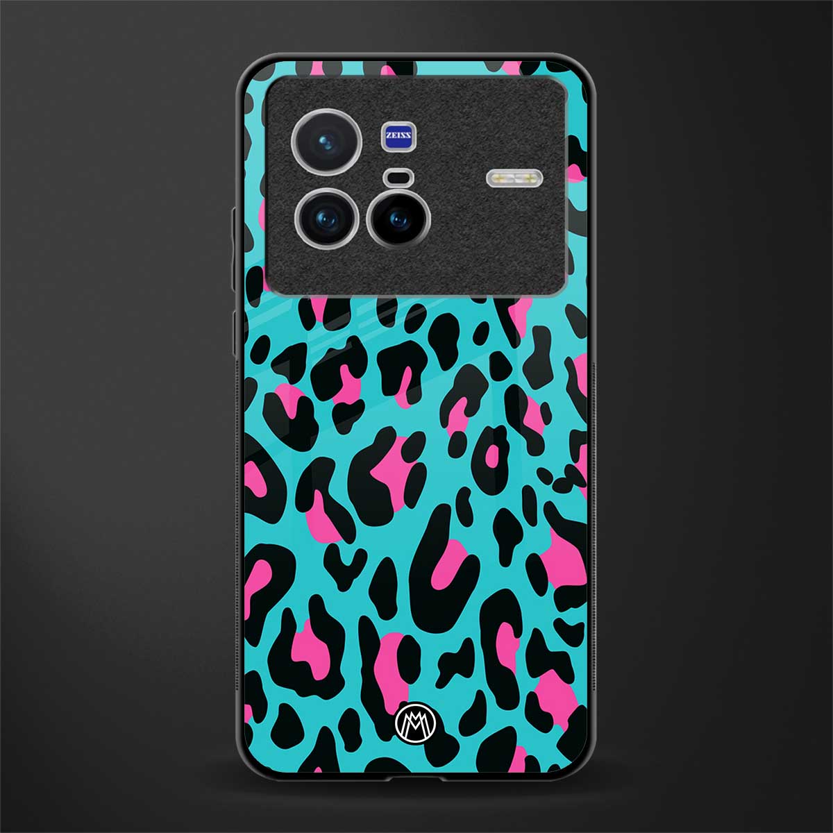 blue leopard fur glass case for vivo x80 image