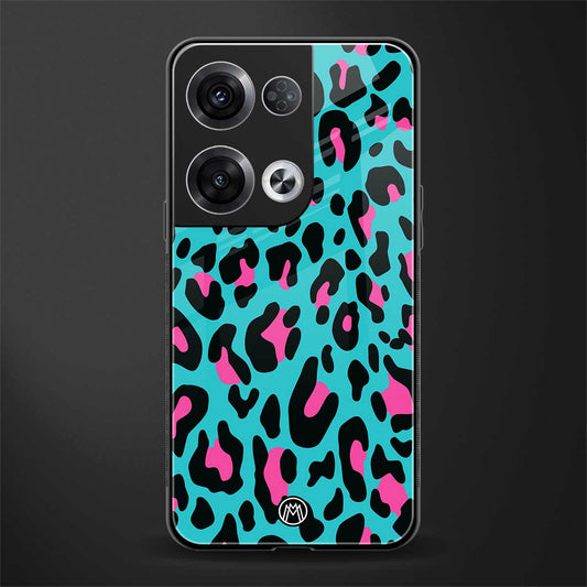 blue leopard fur back phone cover | glass case for oppo reno 8 pro