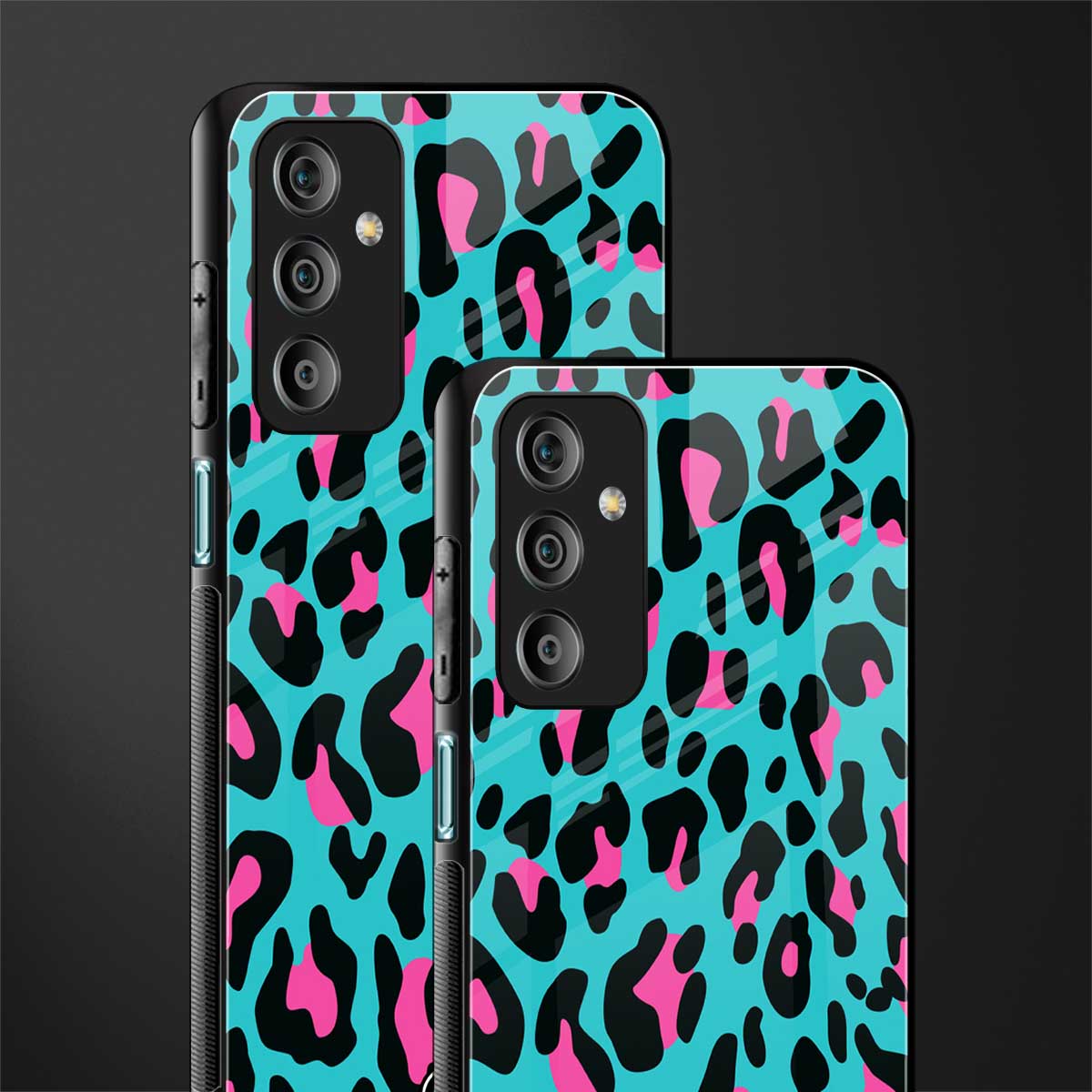 blue leopard fur back phone cover | glass case for samsung galaxy f23 5g