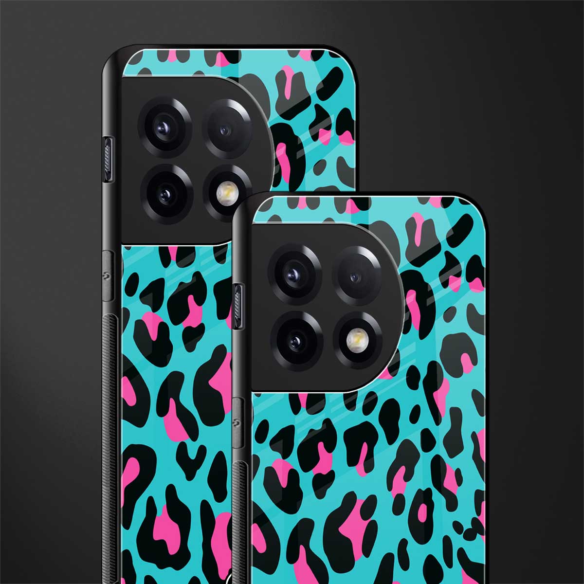 blue leopard fur back phone cover | glass case for oneplus 11r