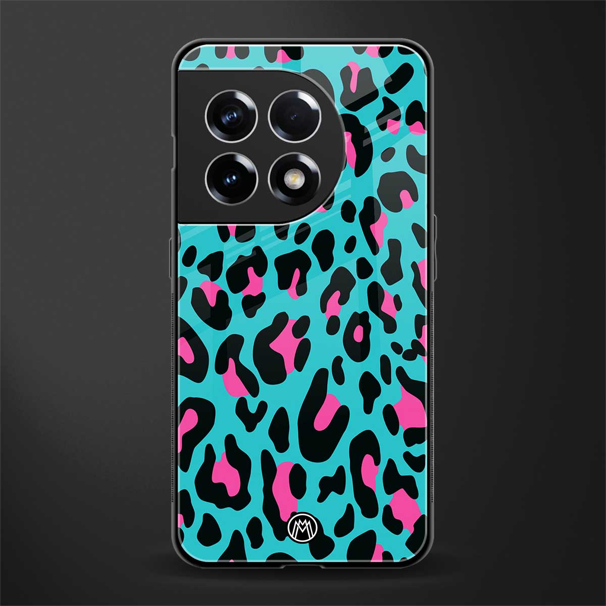 blue leopard fur back phone cover | glass case for oneplus 11r