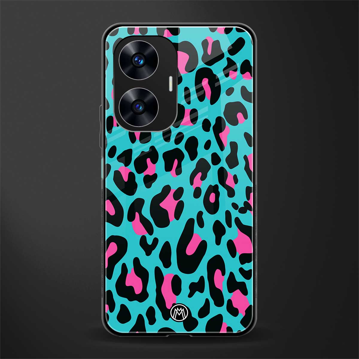 blue leopard fur back phone cover | glass case for realme c55