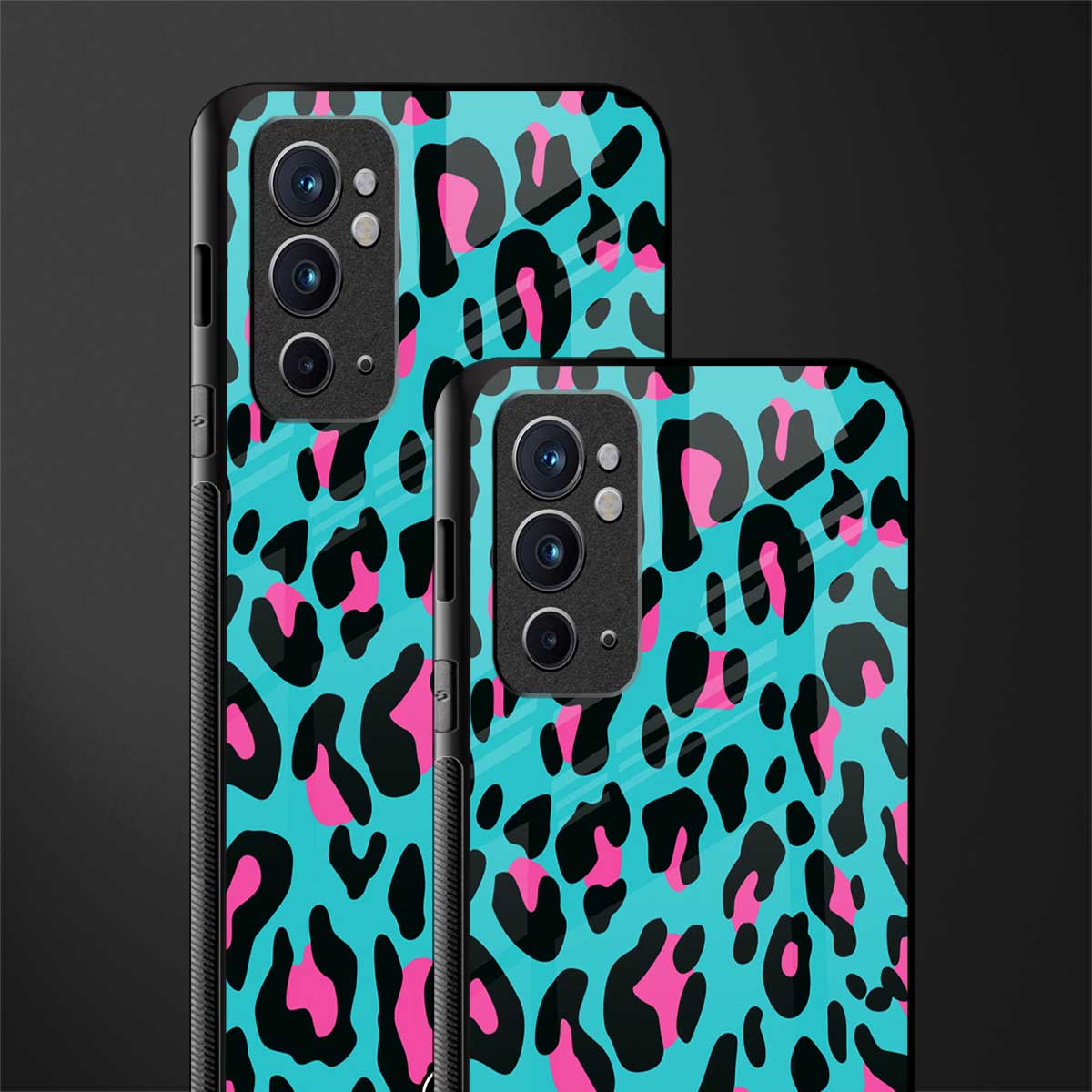 blue leopard fur glass case for oneplus 9rt image-2