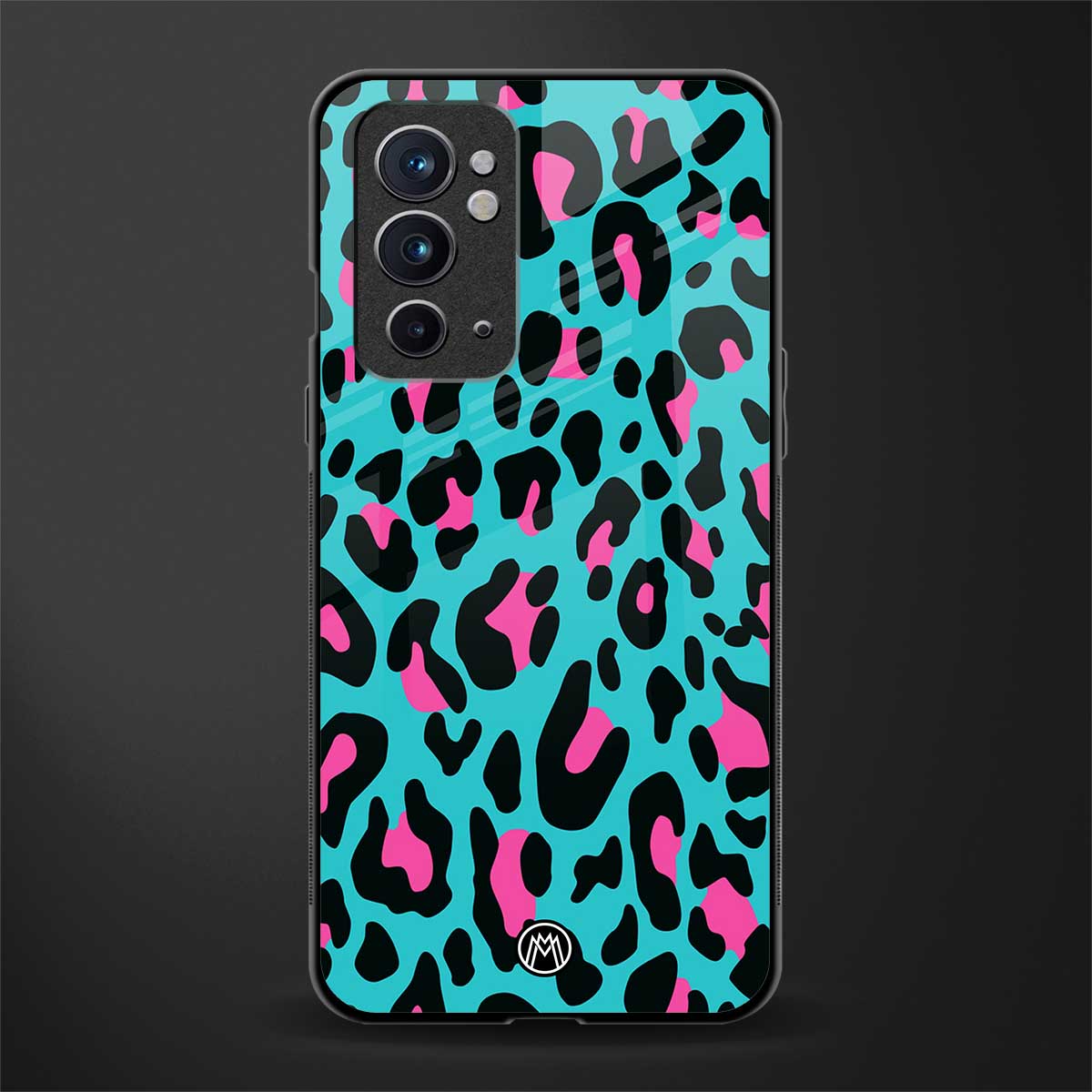 blue leopard fur glass case for oneplus 9rt image