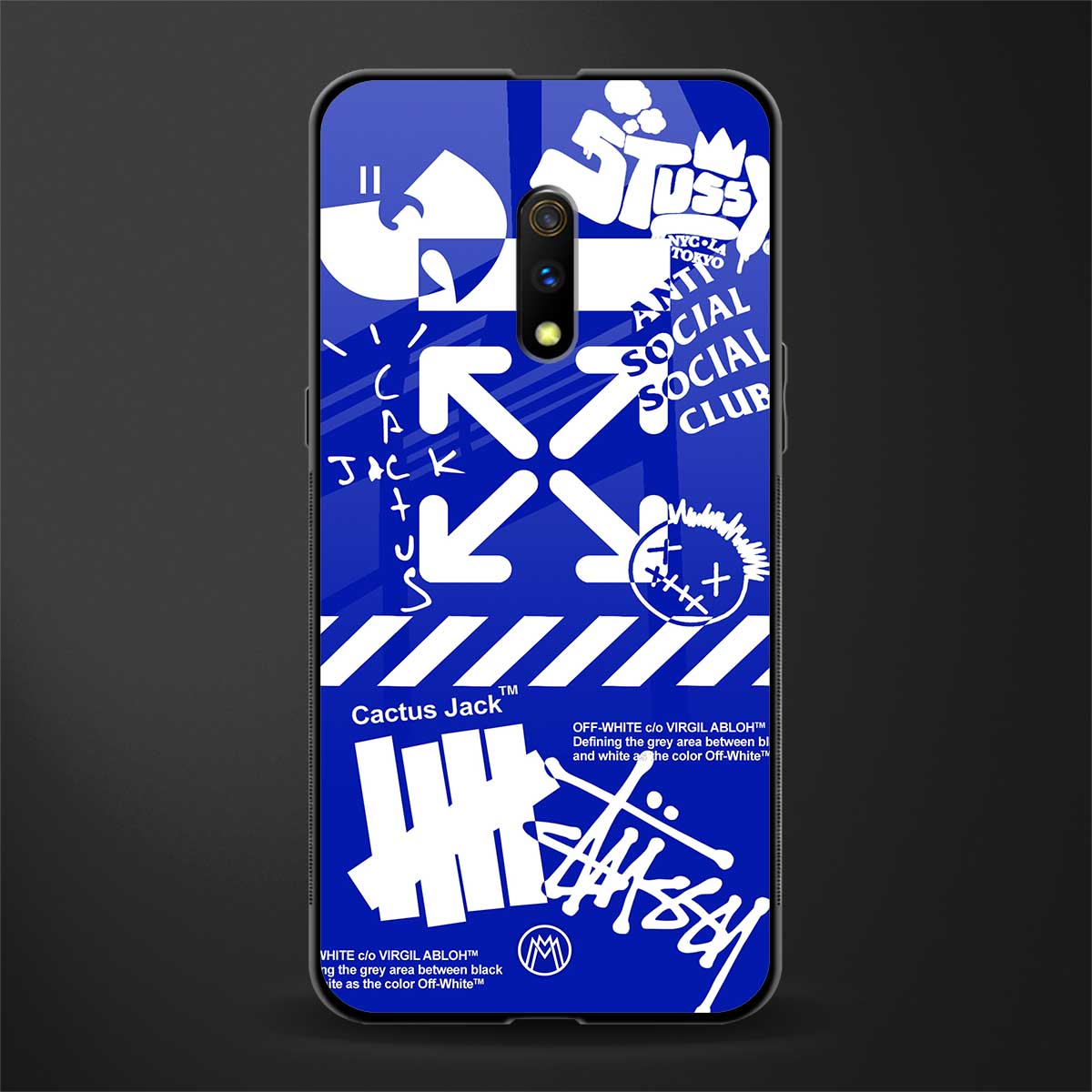 blue travis scott x anti social social club glass case for oppo k3 image