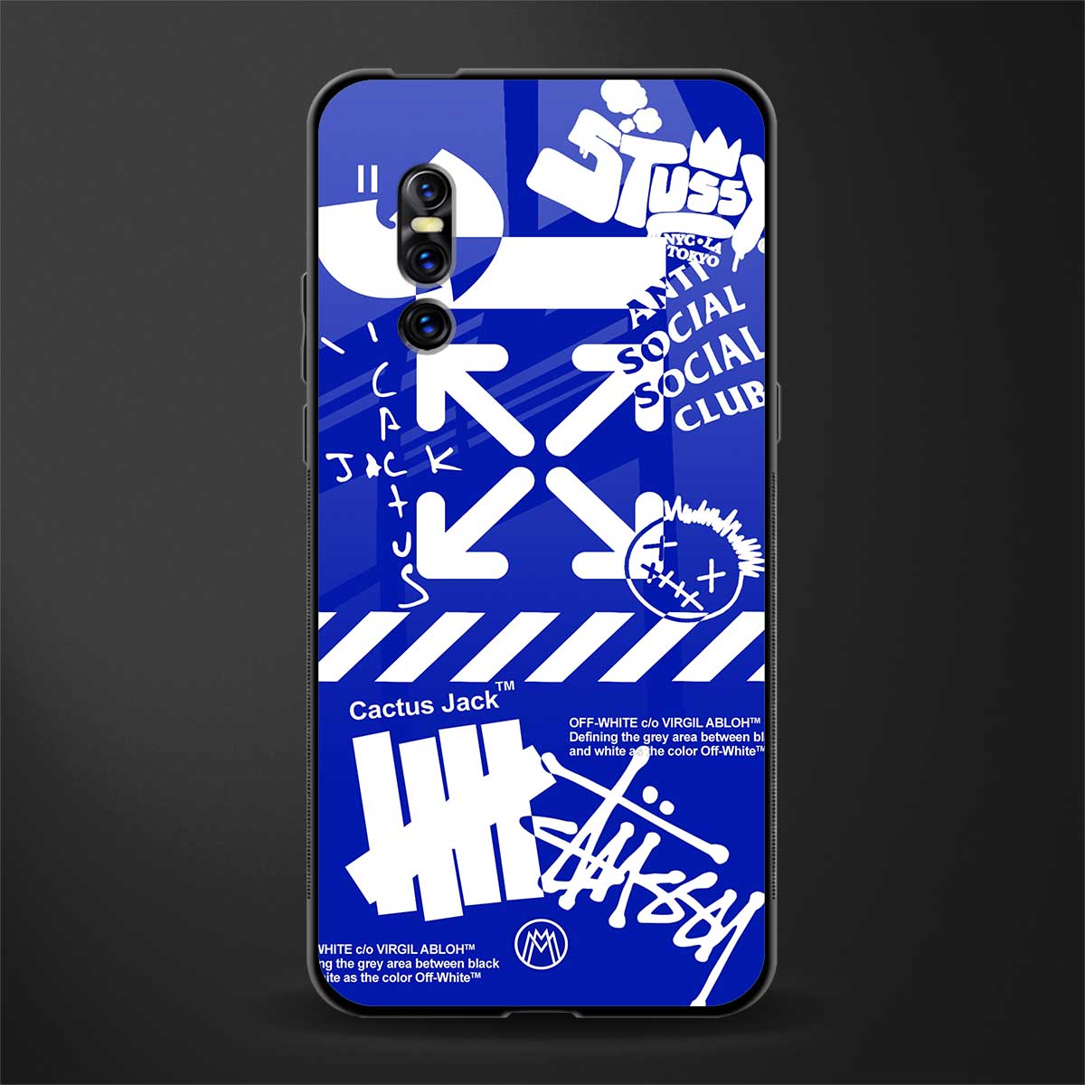 blue travis scott x anti social social club glass case for vivo v15 pro image