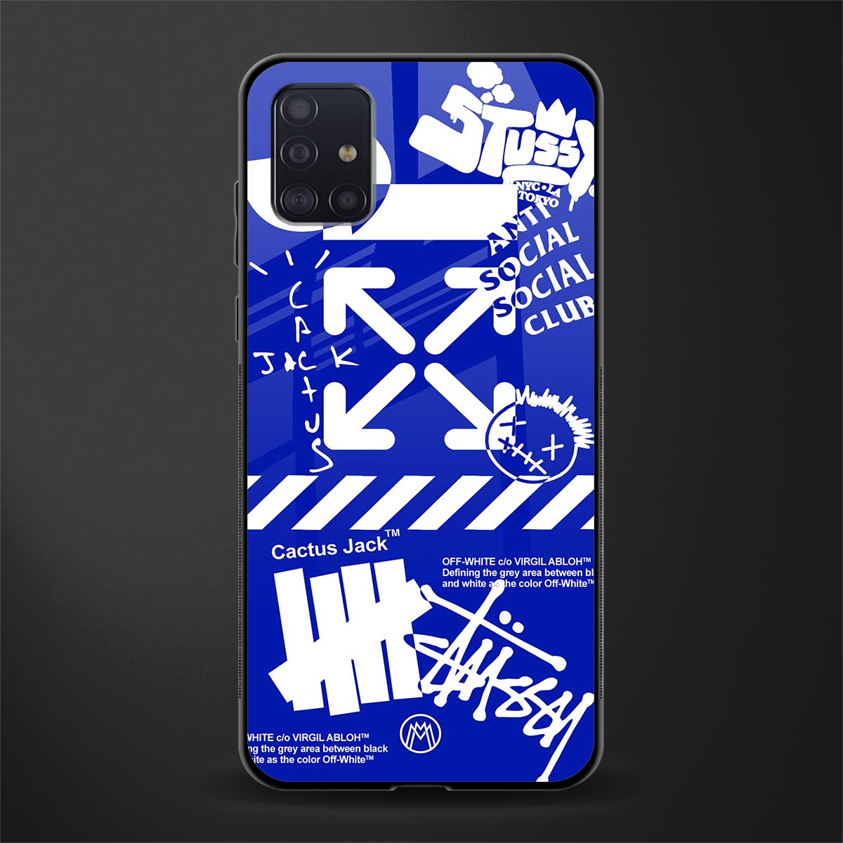 blue travis scott x anti social social club glass case for samsung galaxy a71 image