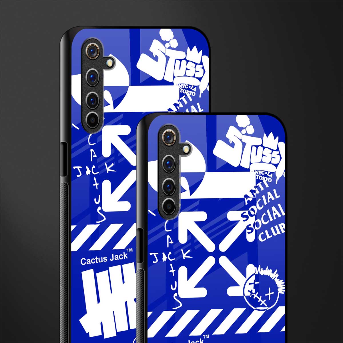 blue travis scott x anti social social club glass case for realme 6i image-2