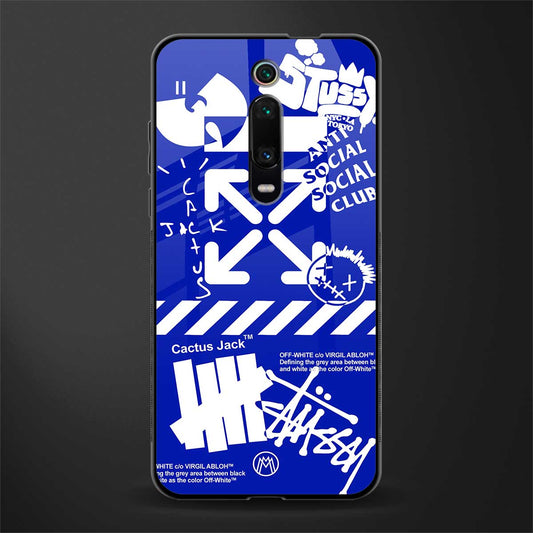 blue travis scott x anti social social club glass case for redmi k20 image