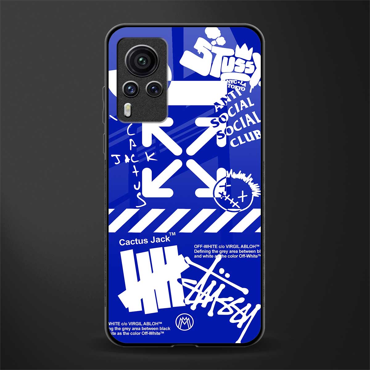 blue travis scott x anti social social club glass case for vivo x60 pro image