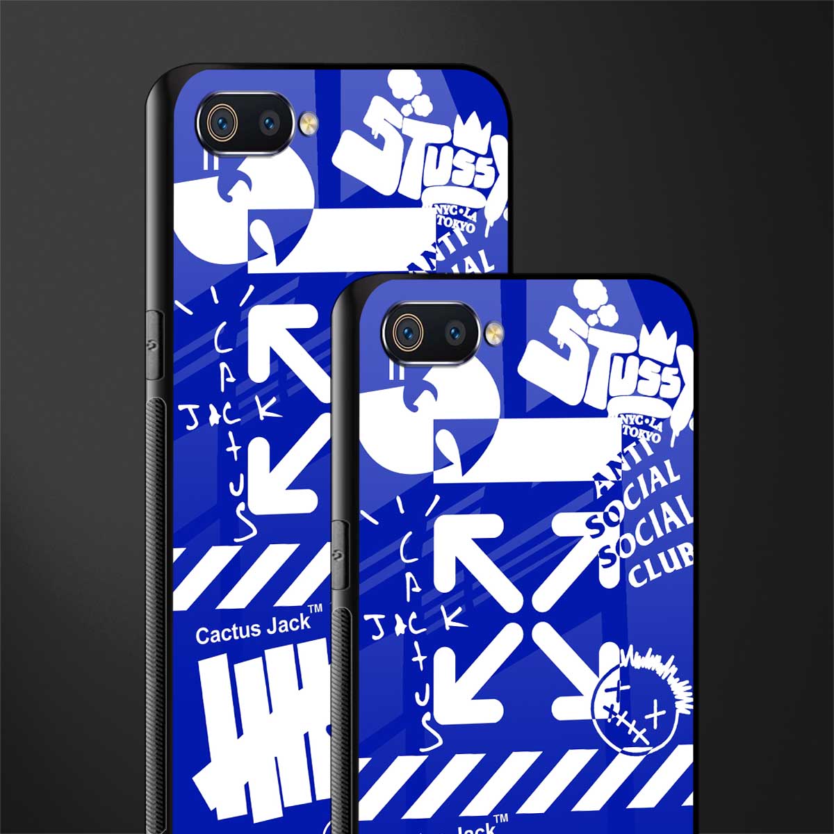blue travis scott x anti social social club glass case for realme c2 image-2