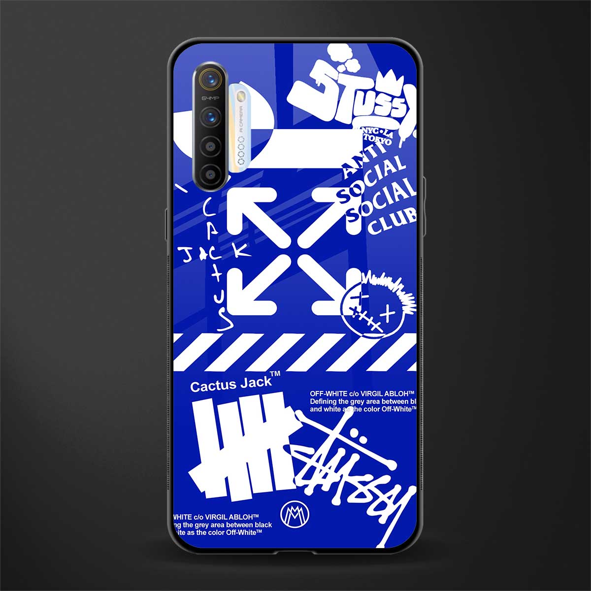 blue travis scott x anti social social club glass case for realme x2 image