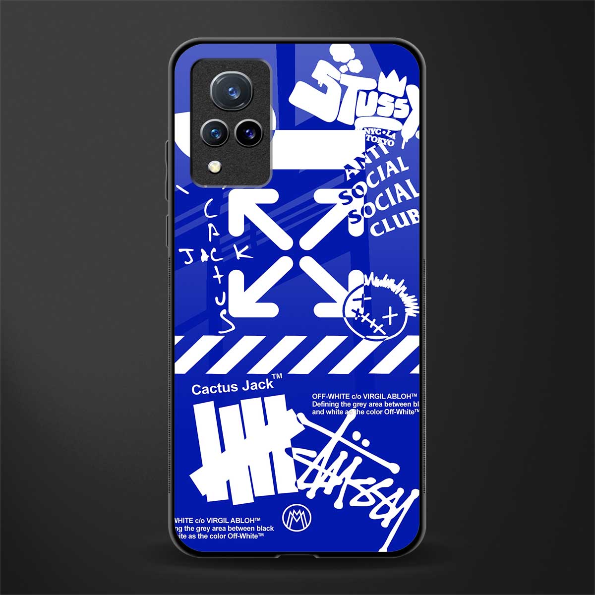 blue travis scott x anti social social club glass case for vivo v21 5g image
