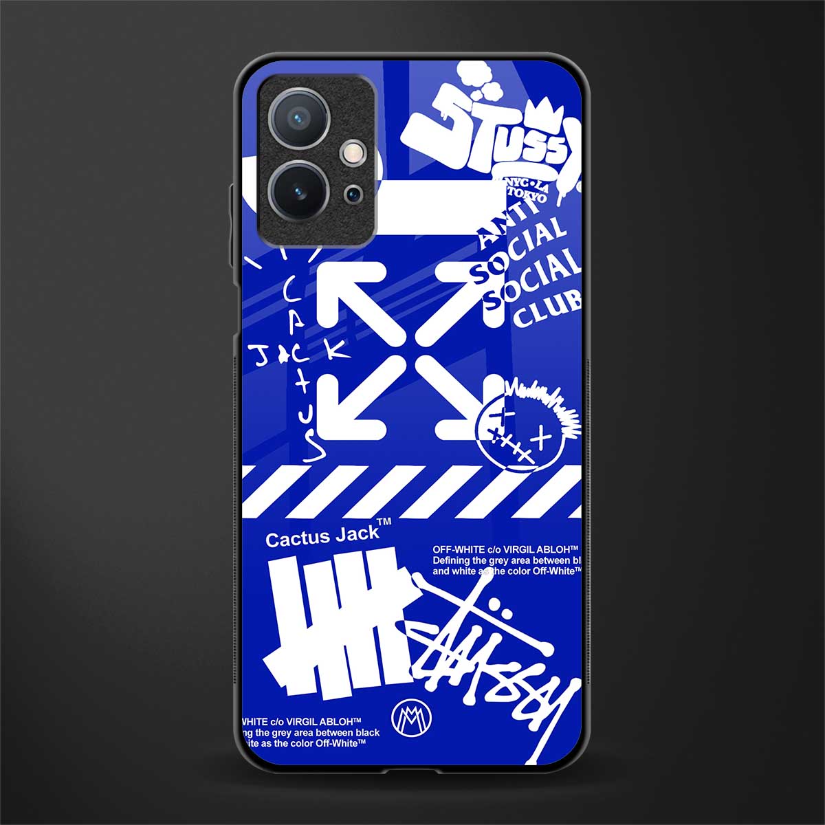 blue travis scott x anti social social club glass case for vivo y75 5g image