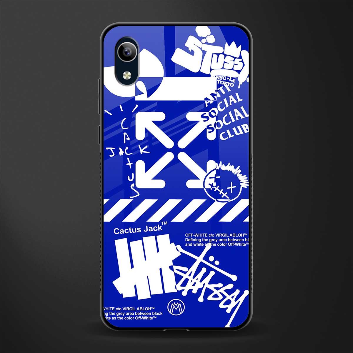 blue travis scott x anti social social club glass case for vivo y90 image
