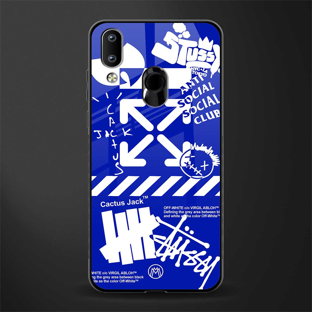 blue travis scott x anti social social club glass case for vivo y91 image