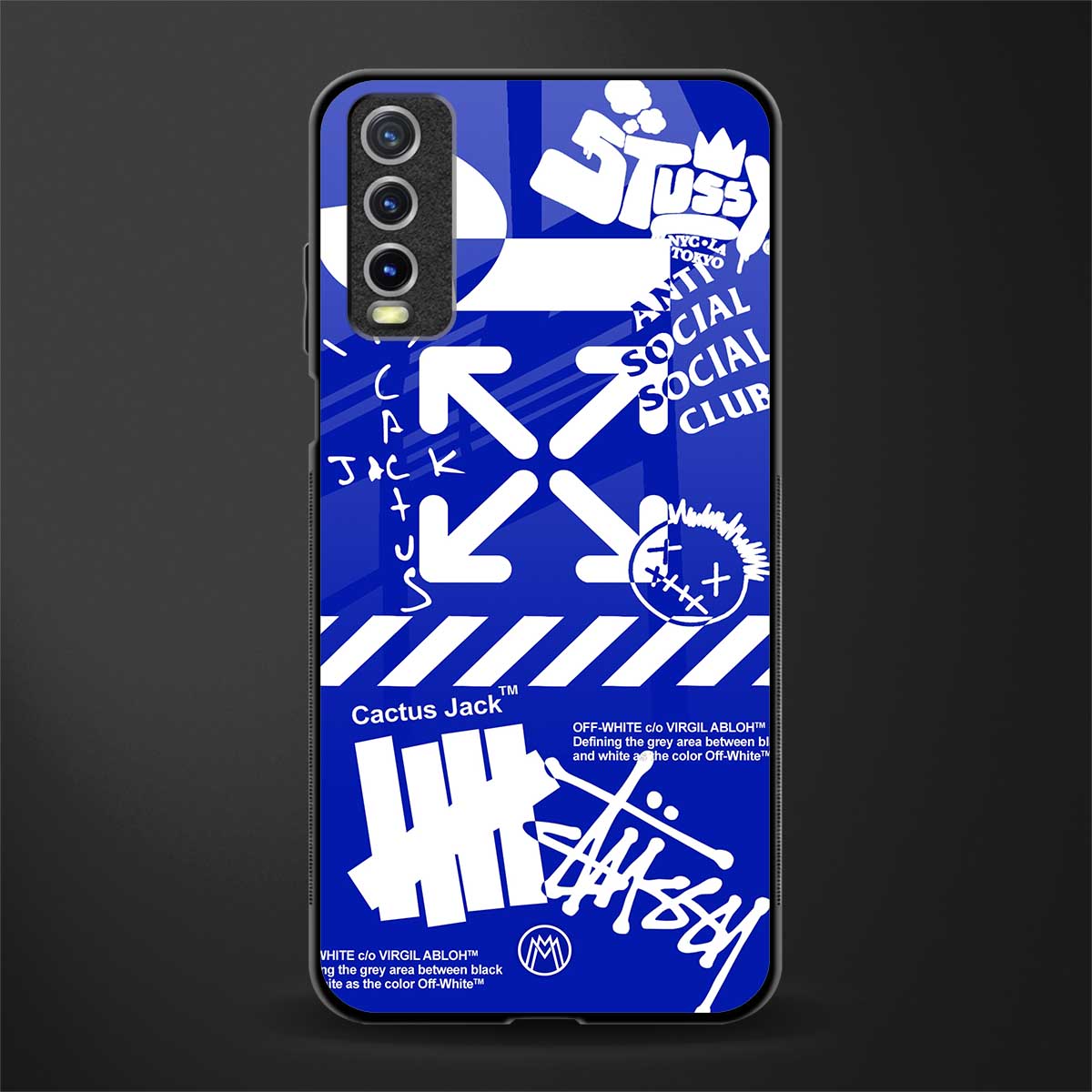blue travis scott x anti social social club glass case for vivo y20 image