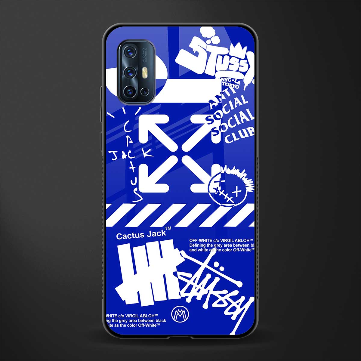 blue travis scott x anti social social club glass case for vivo v17 image