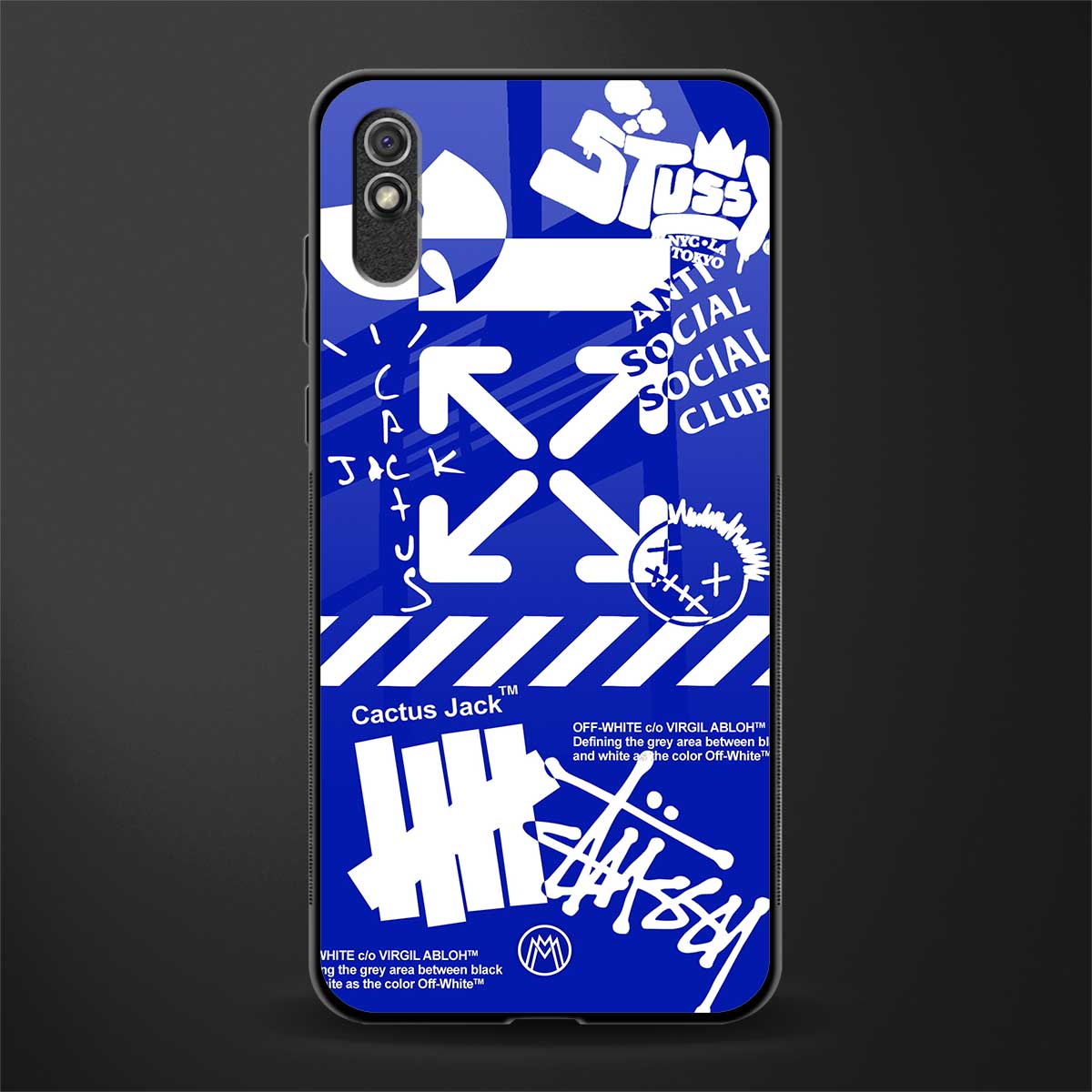 blue travis scott x anti social social club glass case for redmi 9i image