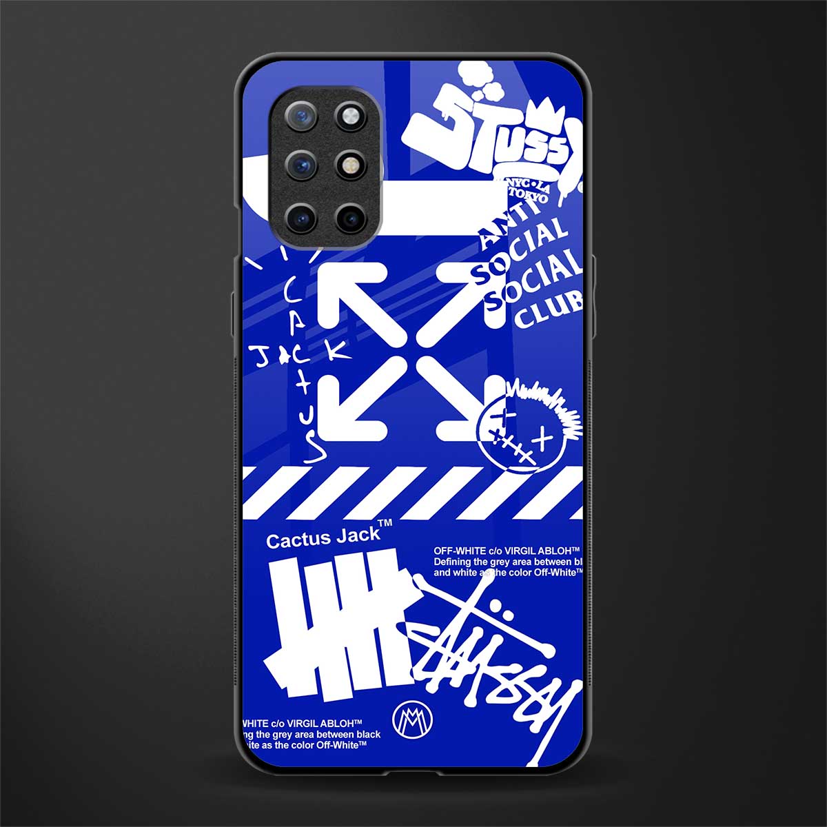 blue travis scott x anti social social club glass case for oneplus 8t image