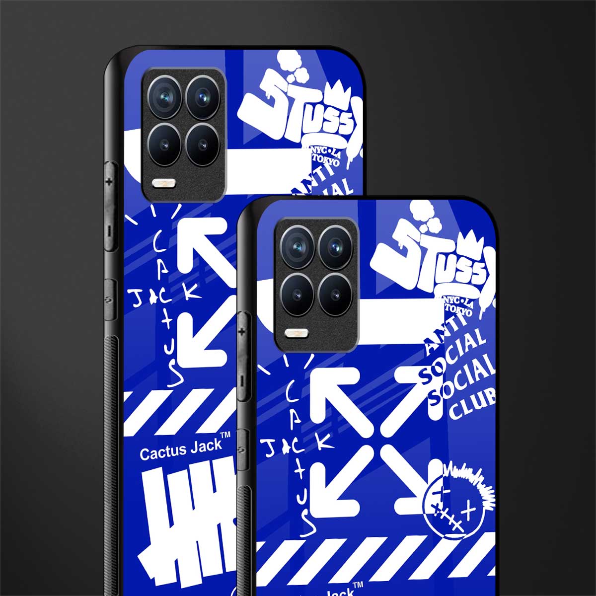 blue travis scott x anti social social club glass case for realme 8 4g image-2