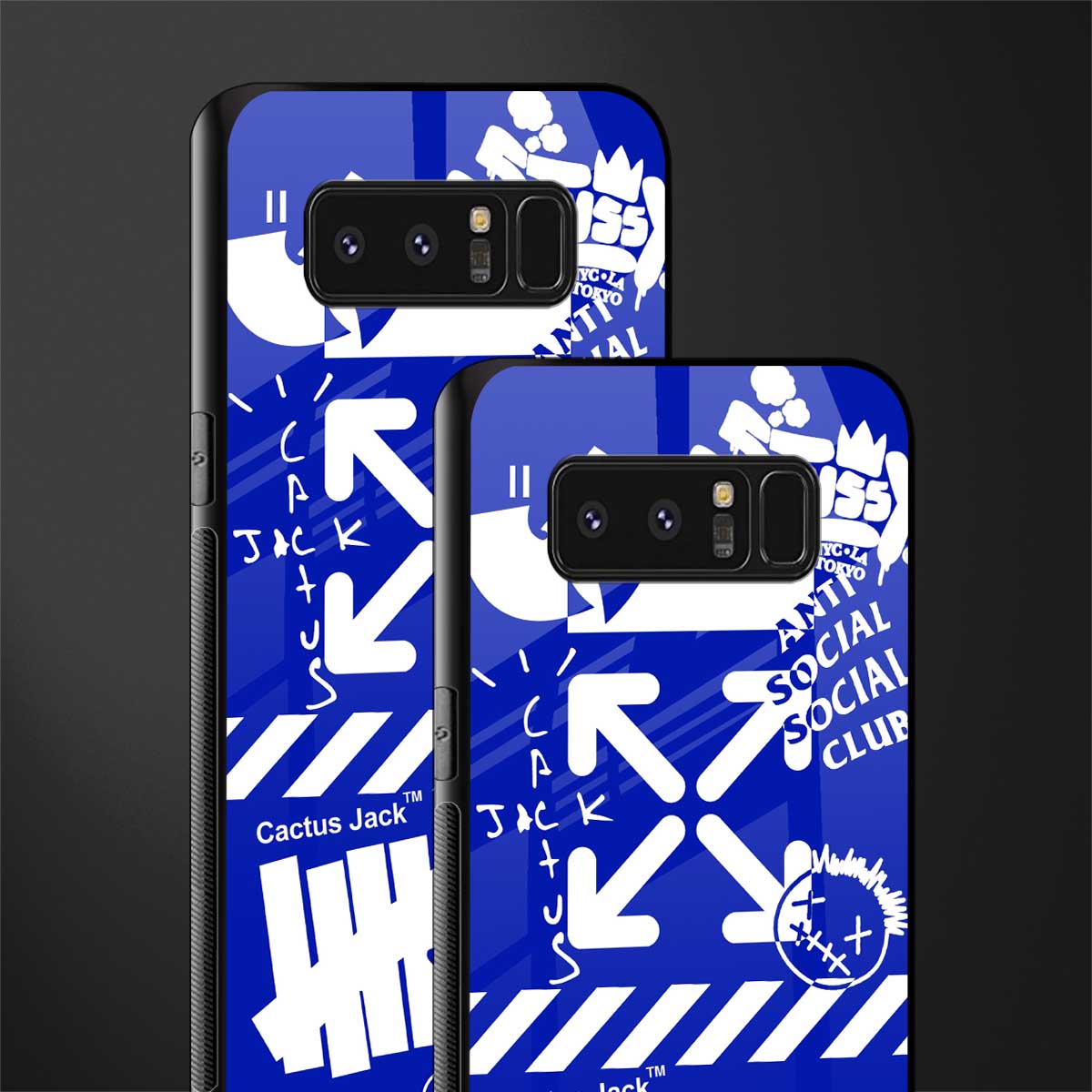 blue travis scott x anti social social club glass case for samsung galaxy note 8 image-2