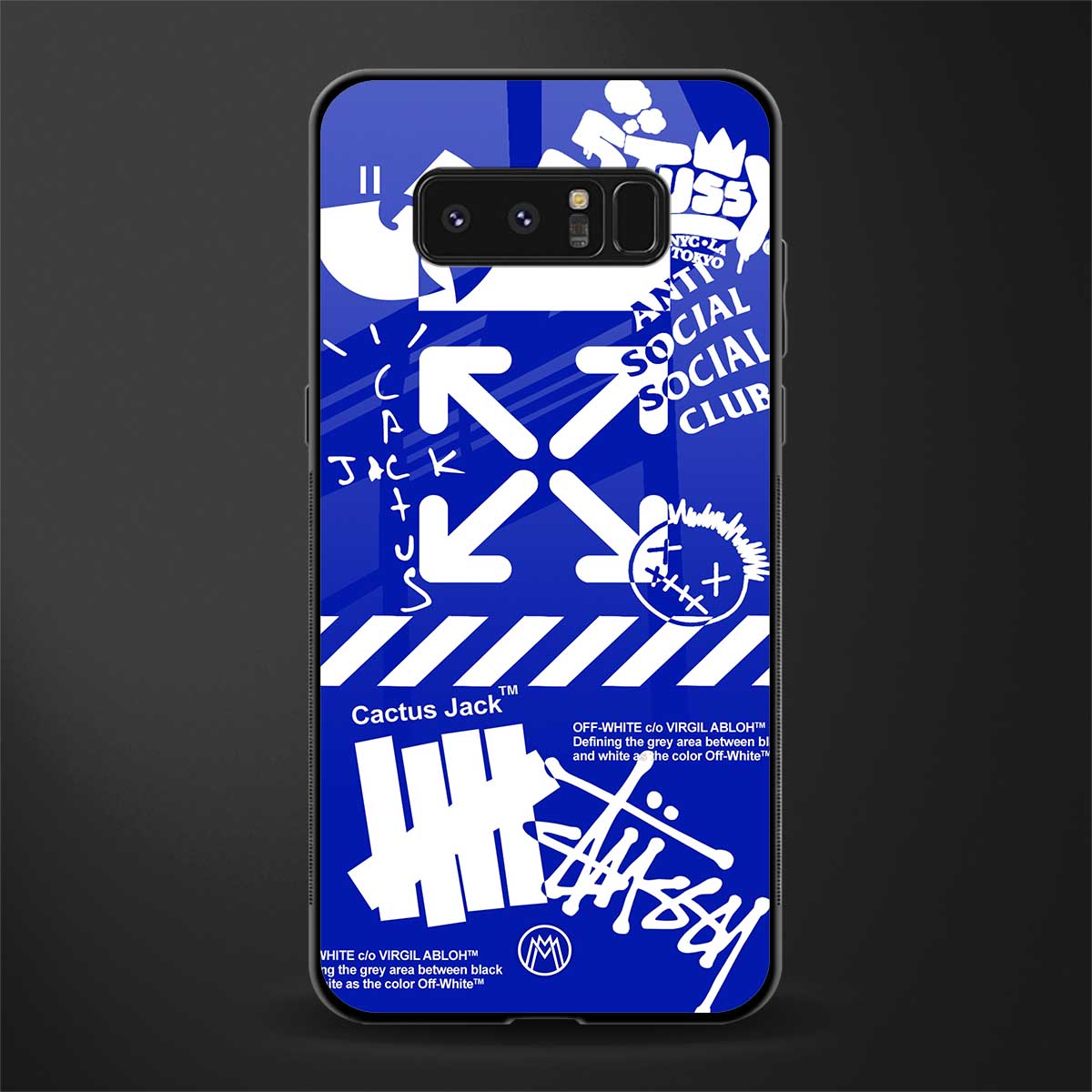 blue travis scott x anti social social club glass case for samsung galaxy note 8 image