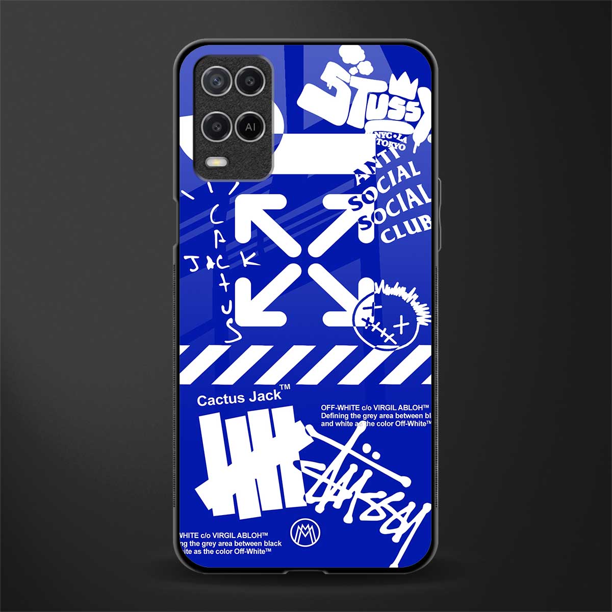 blue travis scott x anti social social club glass case for oppo a54 image