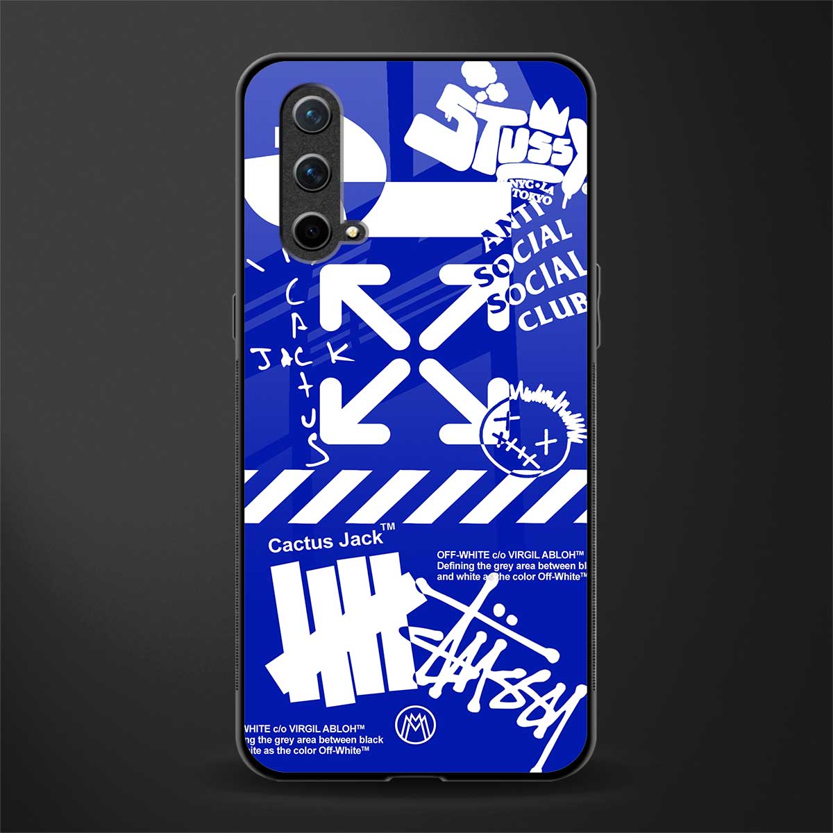 blue travis scott x anti social social club glass case for oneplus nord ce 5g image