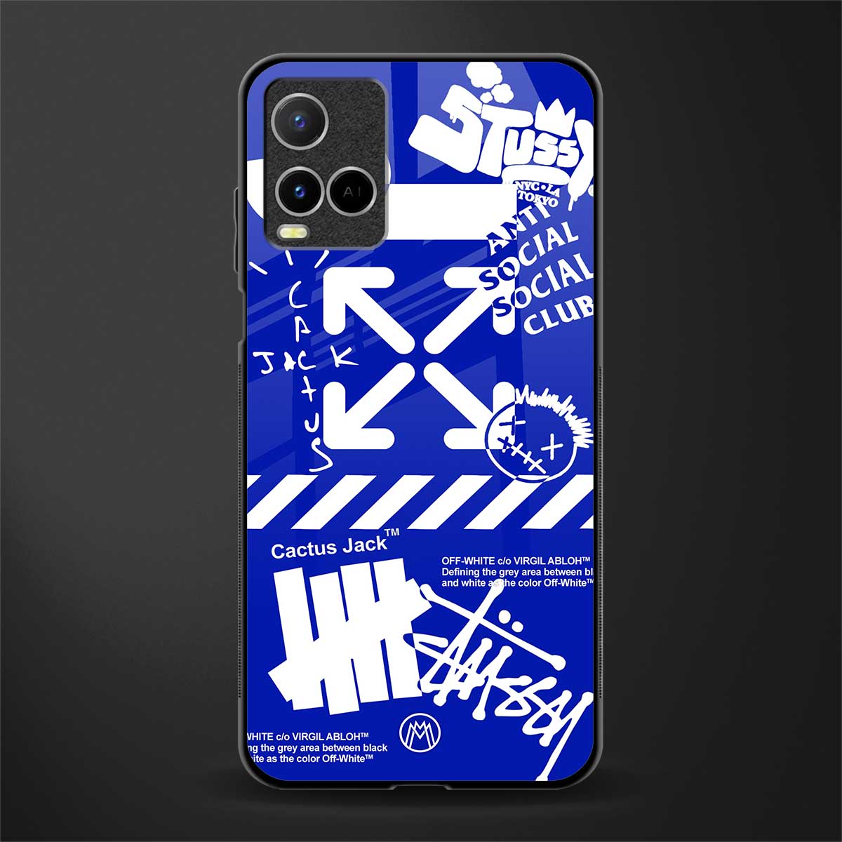 blue travis scott x anti social social club glass case for vivo y33s vivo y33t image